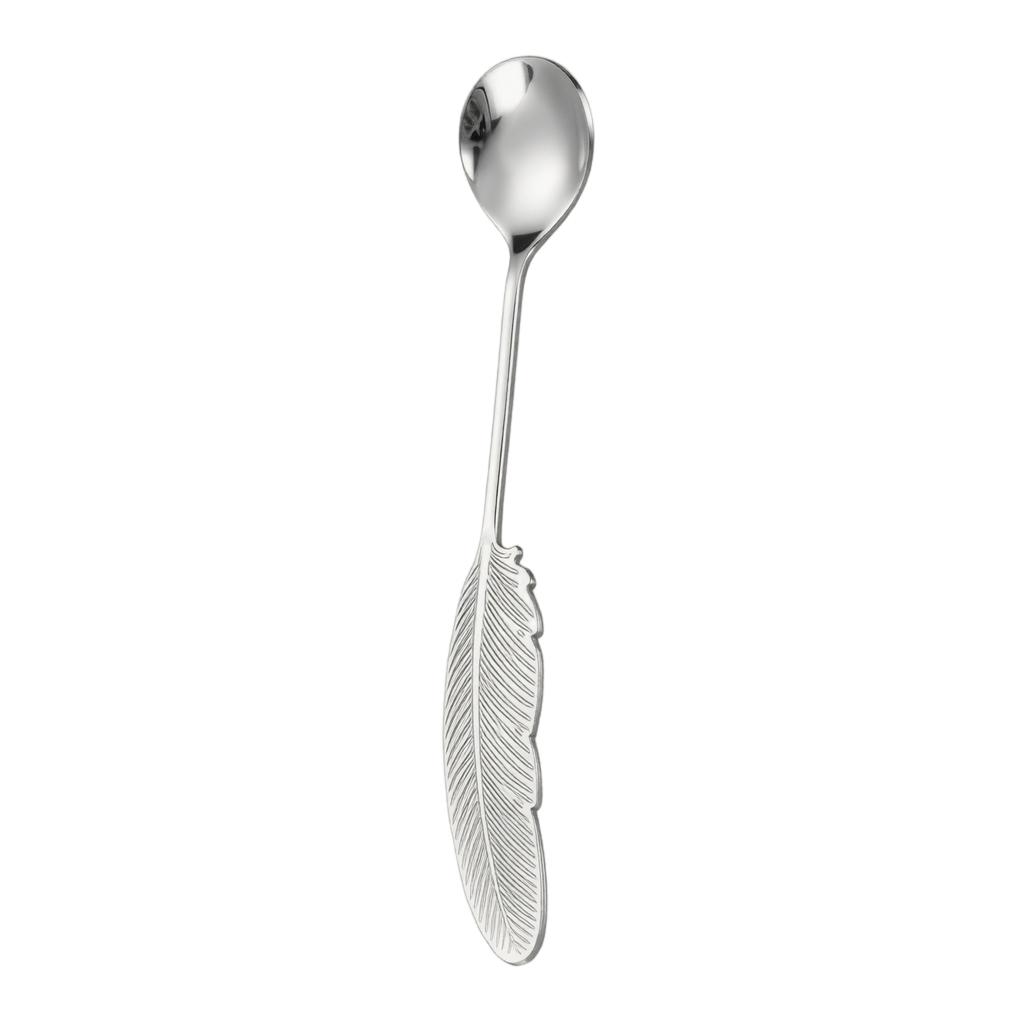 304 Stainless Steel Feather Handle Coffee Spoon Dessert Spoon Durable Flatware Tableware for Kitchen Dining and Beverage Use