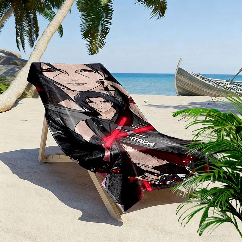 Naruto Anime Uchiha Sasuke Print Beach Towel, Large Soft Quick Dry Towel for Beach Camping Swimming