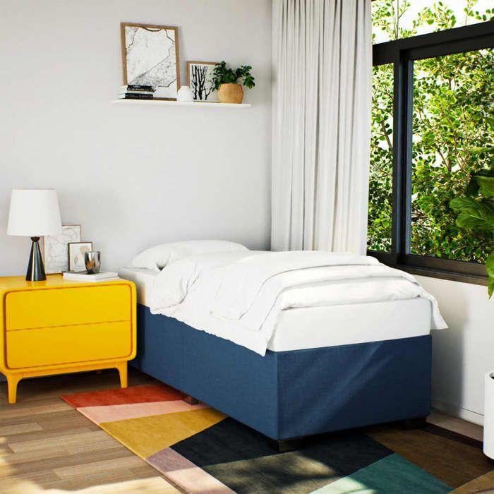 VidaXL Bed Frames Blue 100 X 200 Cm Fabric, Slatted Base, Platform Bed Frame, Upholstered Bed Frame, Bedroom Furniture To 3284456