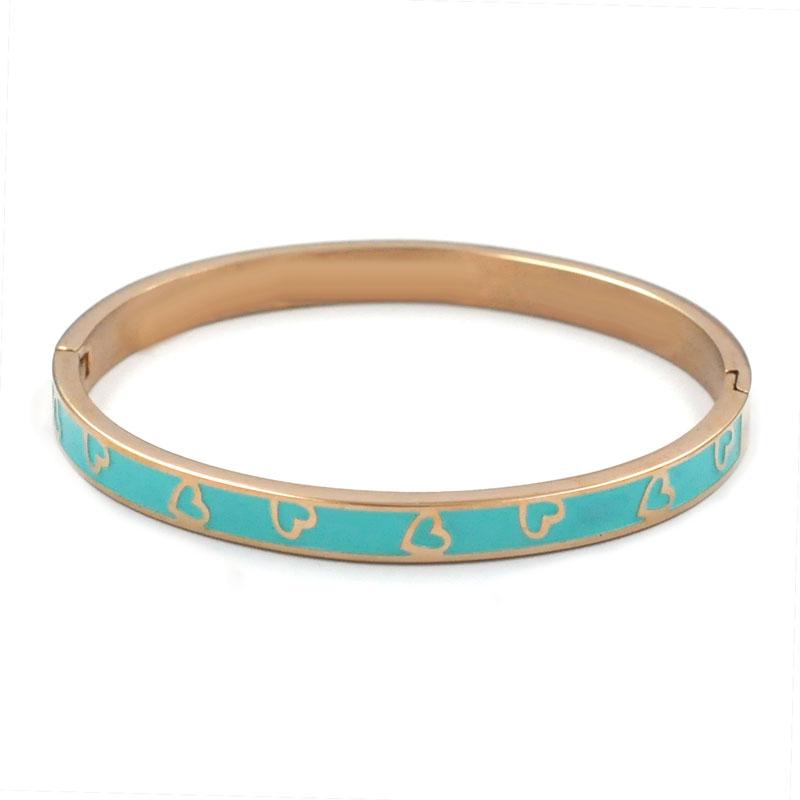 Fashion Enamel Bangles Stainless Steel Love Bracelets for Women Heart Chain Jewelry Friendship Lucky Gift Bijoux