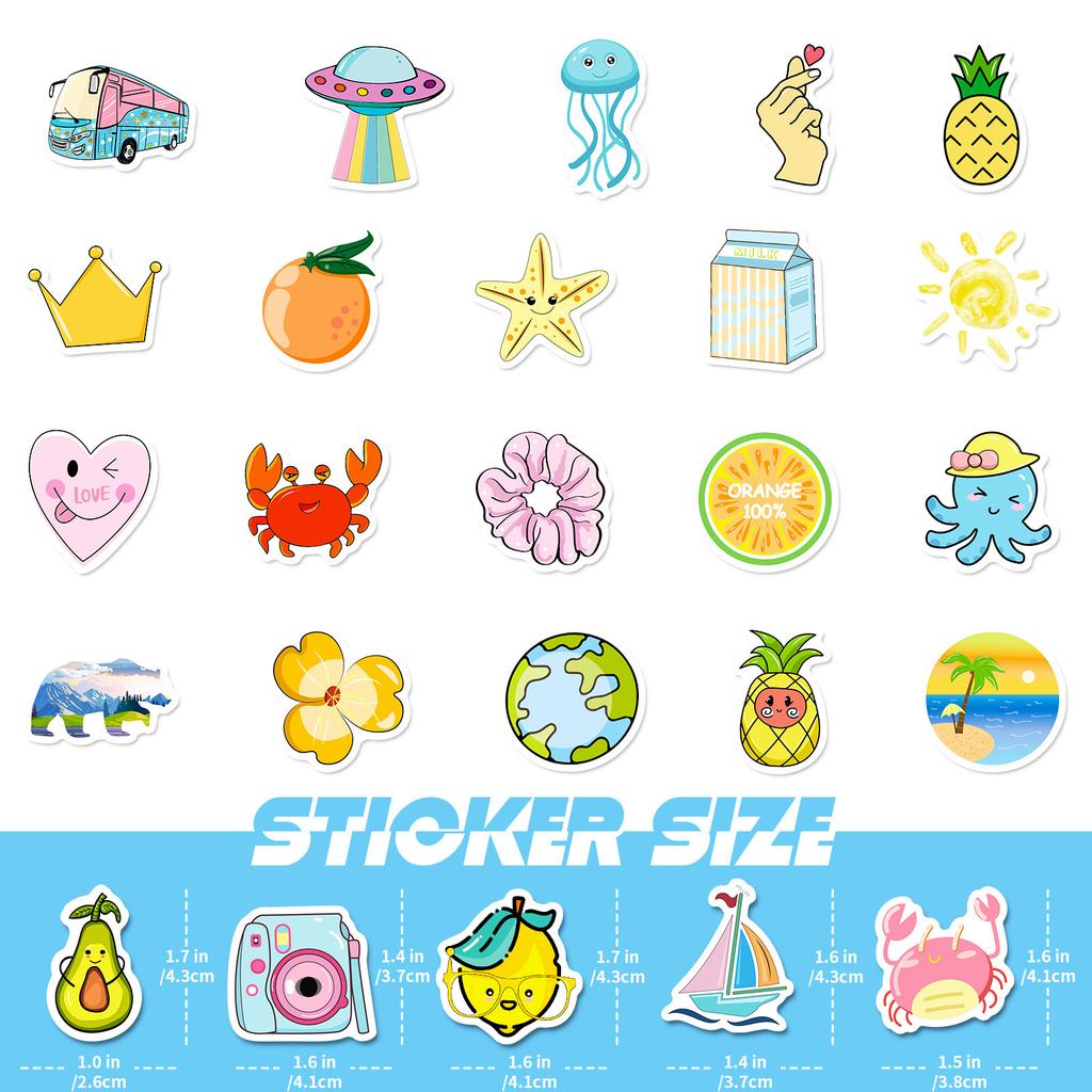100 Small Size 4Cm Small Fresh Animals Mixed And Matched Children'S Cute Cartoon Graffiti Stickers