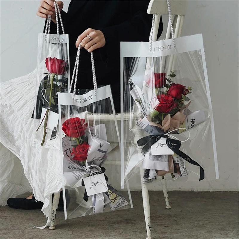 10 Stück Blumen-Verpackungsbeutel, transparente Blumenstrauß-Geschenktüte, Floristen-Dekoration