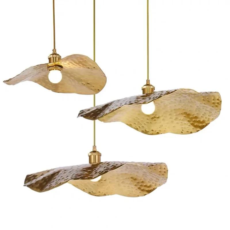 New Chinese Lotus Leaf Chandelier Zen Tea Table Hot Pot Kitchen Retro Creative Light Luxury Staircase Bar Decorative Lighting