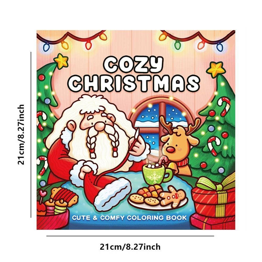 Cozy Christmas Christmas Coloring Book Cartoon Educational Paperback Painting Gift Stress Relief Montessori Drawing Toy