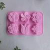 3D 6 Cavities Creative Flower Shaped Silicone DIY Handmade Soap Mold Fondant Cake Decorating Candle Mold Pudding Candy Mold