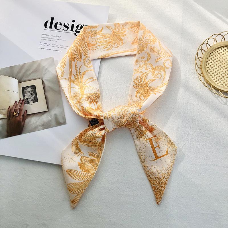 26 Letter Print Long Scarf Silk Small Scarf Narrow Ribbon Headband Handle Bag Band Bandana Hair Tie Hair Head Neck Neckerchief