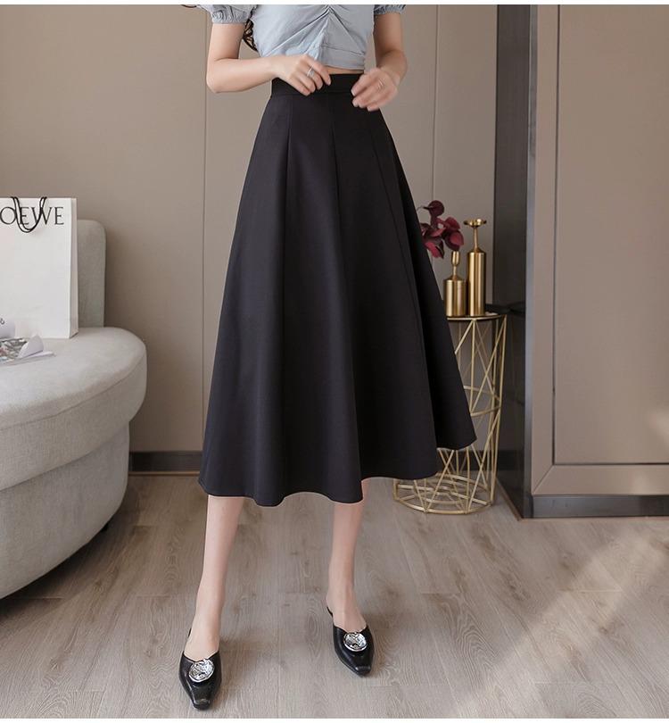 Women's High Waist A-Line Drape Midi Skirt for Autumn