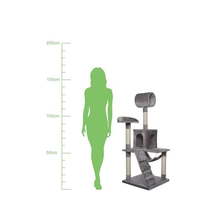 Arbre à chat - dibea - kb00353 - gris clair - 133 cm - 1 antre, 1 plate-forme