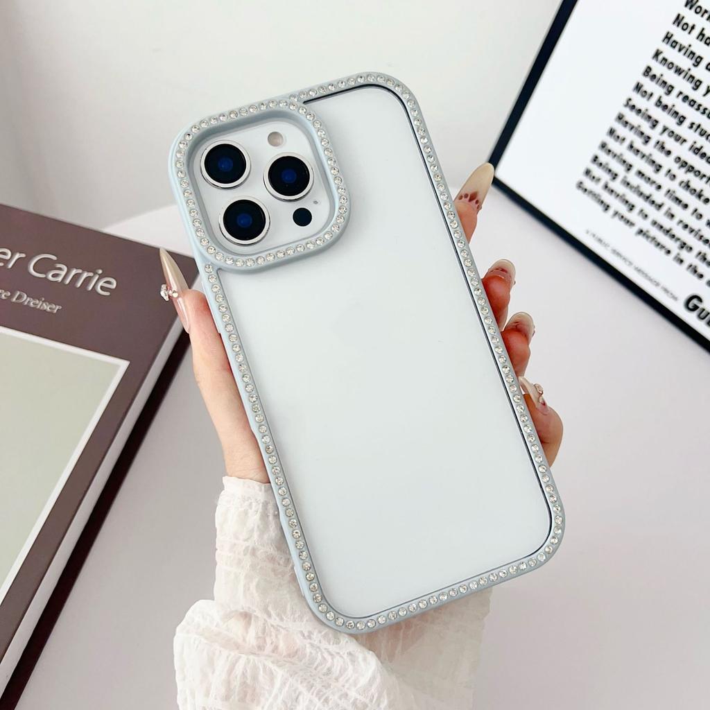 2-In-1 Double-sided Drill Mobile Phone Case Is Suitable for Apple 16PROMAX New 16 Simple 15 Large Holes with Diamonds 11/12