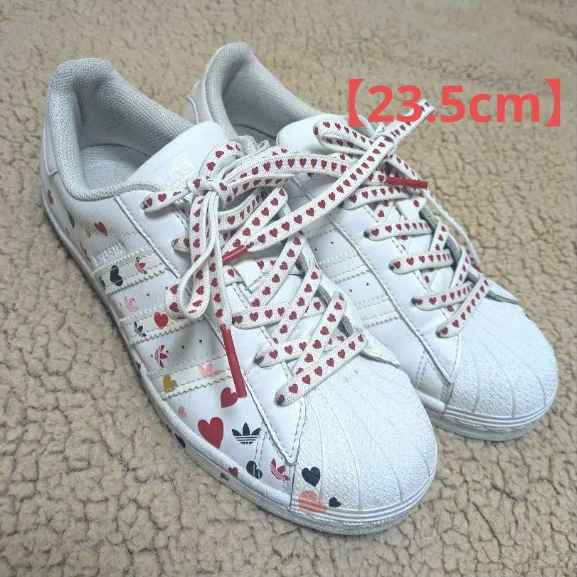 

[USED] Adidas SUPERSTAR Sneakers, Size 23.5cm, Heart Pattern