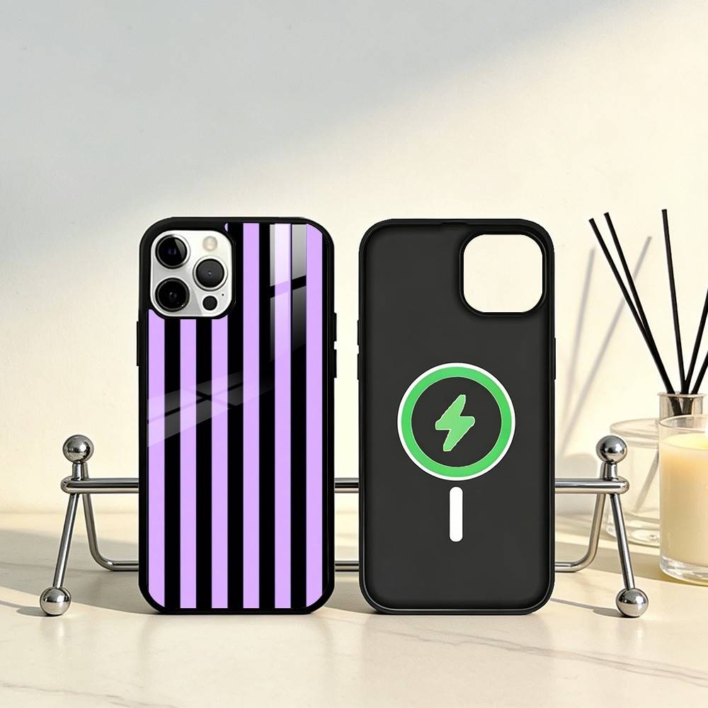 Stripe pattern Phone Case For iPhone17,16,15,14,13,12,11 Plus,Pro Max Magnetic For Magsafe Wireless Charging iPhone14Plus