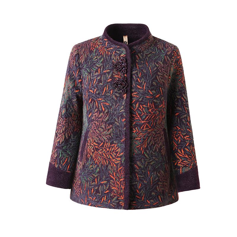 Plus-Size Fleece-Lined Cotton Coat for Middle-Aged and Elderly Women - Warm Winter & Autumn Jacket with Stand-Up Collar