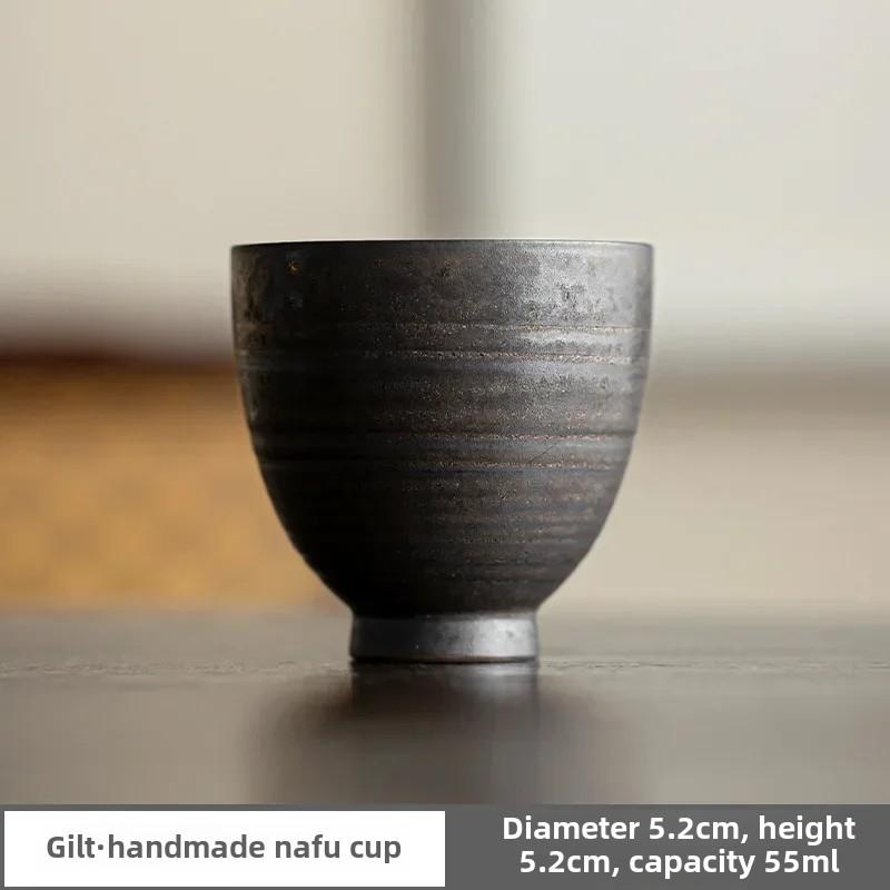 Handmade Gilded Glaze Ceramic Tea Cup - Artisan Eggshell Porcelain Japanese Zen Tea Set Elegant KungFu Teaware for Home or Gift