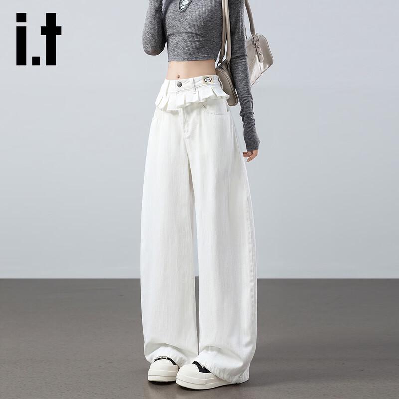 

Женские джинсы Izzue IT с высокой талией, кружевными вставками и широкими штанинами L