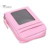 Coin Purse with 14 Card Slots Large Capacity Card Holder ID Window Anti-theft Zipper Closure Faux Leather Firm Stitching Portable Wallet