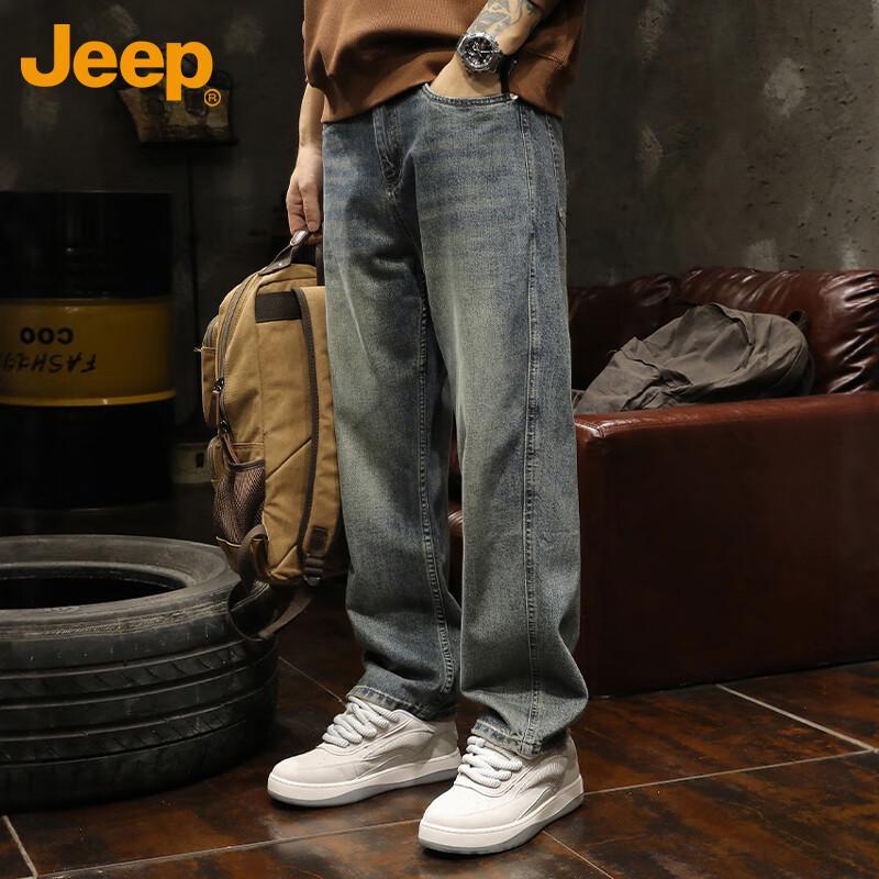 Jeep Men's Straight Loose Fit Casual Jeans