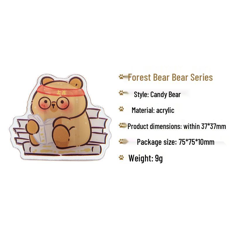 Forest Bear Student Cartoon Acrylic Clip & Cute Sticky Note Holder