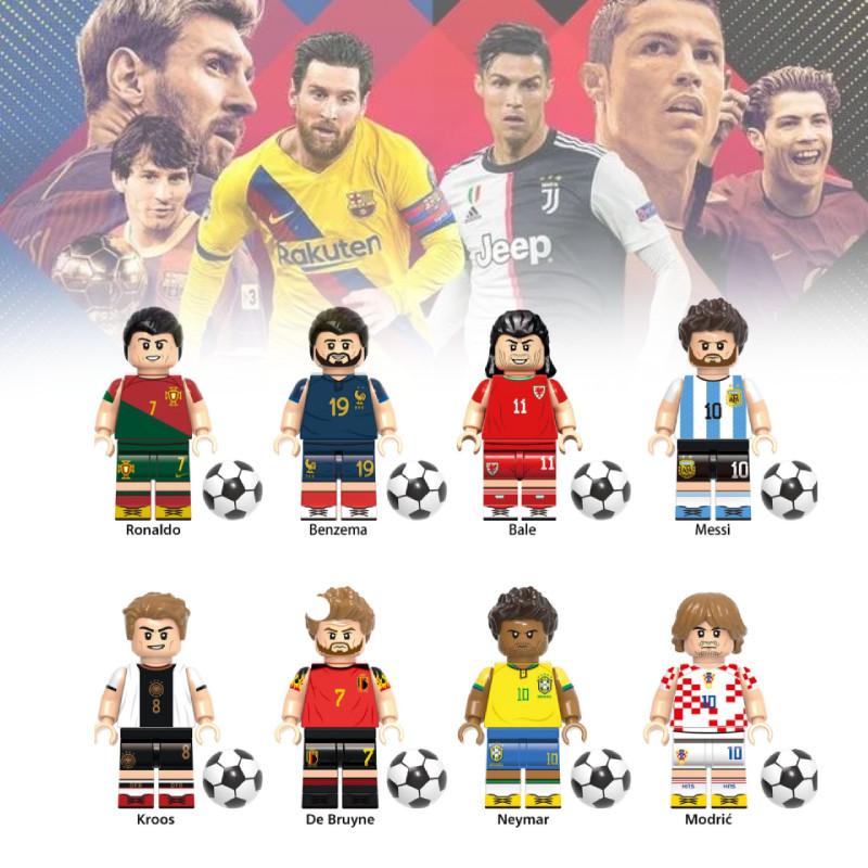 Colorful Football Star Wooden Minifigure Building Blocks Set For Kids With 50-100 Pieces