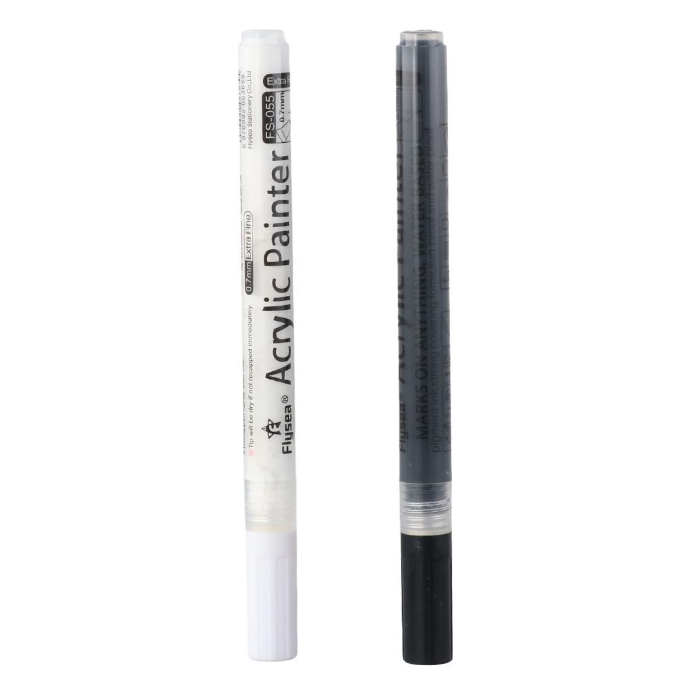 Plastic Paint Pens Black White Paint Pen Acrylic Paint Pens Acrylic Markers  for DIY