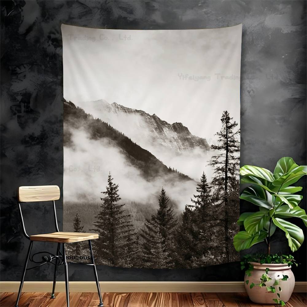 Mountain View Cartoon Tapestry Art Science Fiction Room Home Decor Art Home Decor