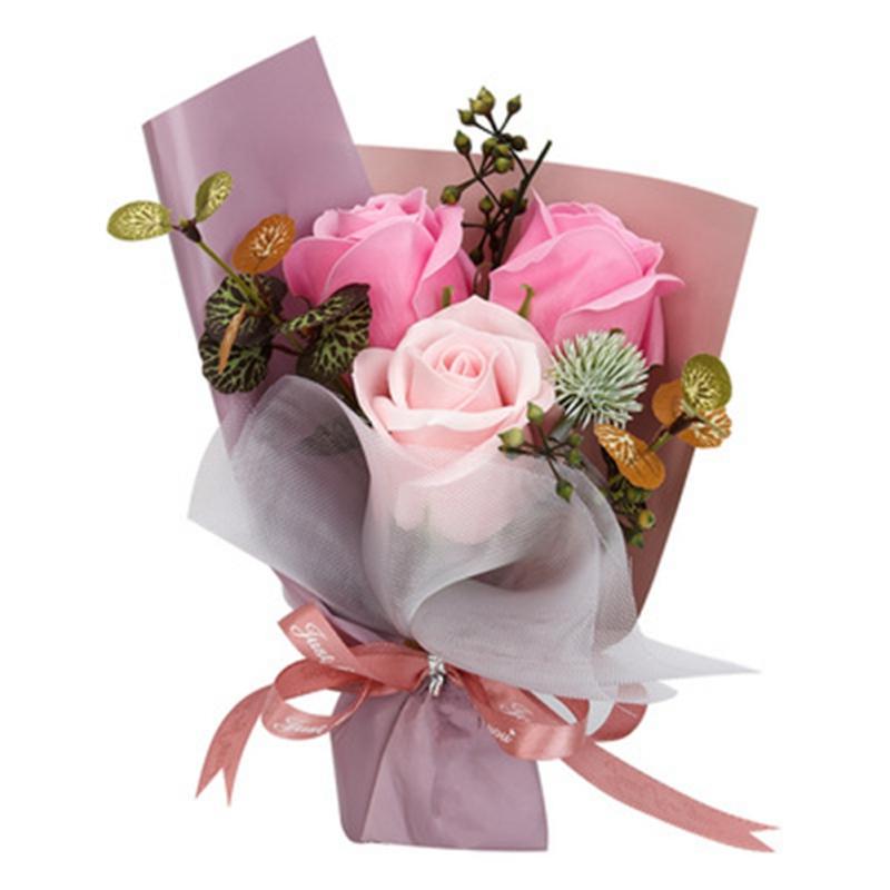 Artificial Flowers Bouquets Wrapped Soap Rose Flower Bridal Floral