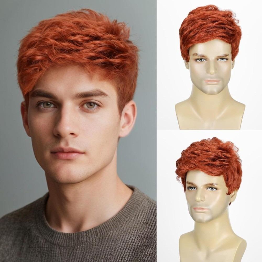 Green White Orange Men Wig with Bangs Natural St. Patrick's Day Wigs Carnival Party