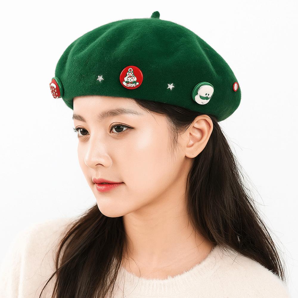 Woolen Christmas Beret Solid Color Painter Hat Artist Hat Wool Beret  Girl