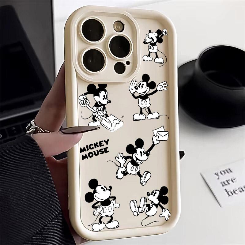 Mickey Mouse Cartoon Black White Phone Case For iPhone 17E 11 12 13 14 15 16 17 Pro Max Fundas 17 Air Plus 16e 13Mini Back Cover