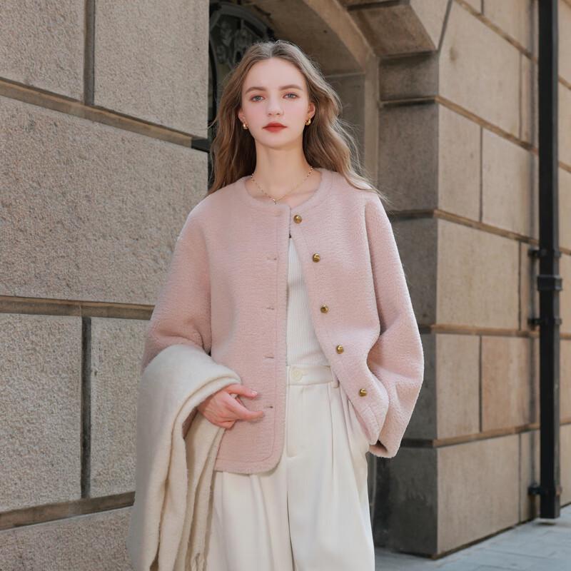 Sancai 2025 Winter Round Neck Faux Fur Jacket