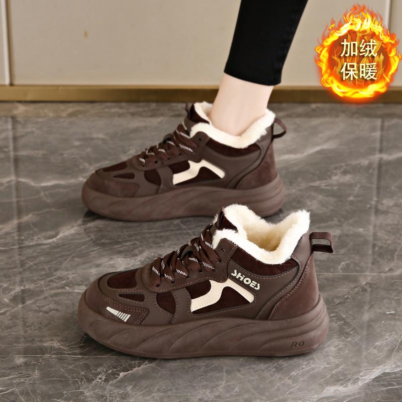 thick-soled snow boots new winter short boots casual sports shoes velvet and cotton warm high-top cotton shoes