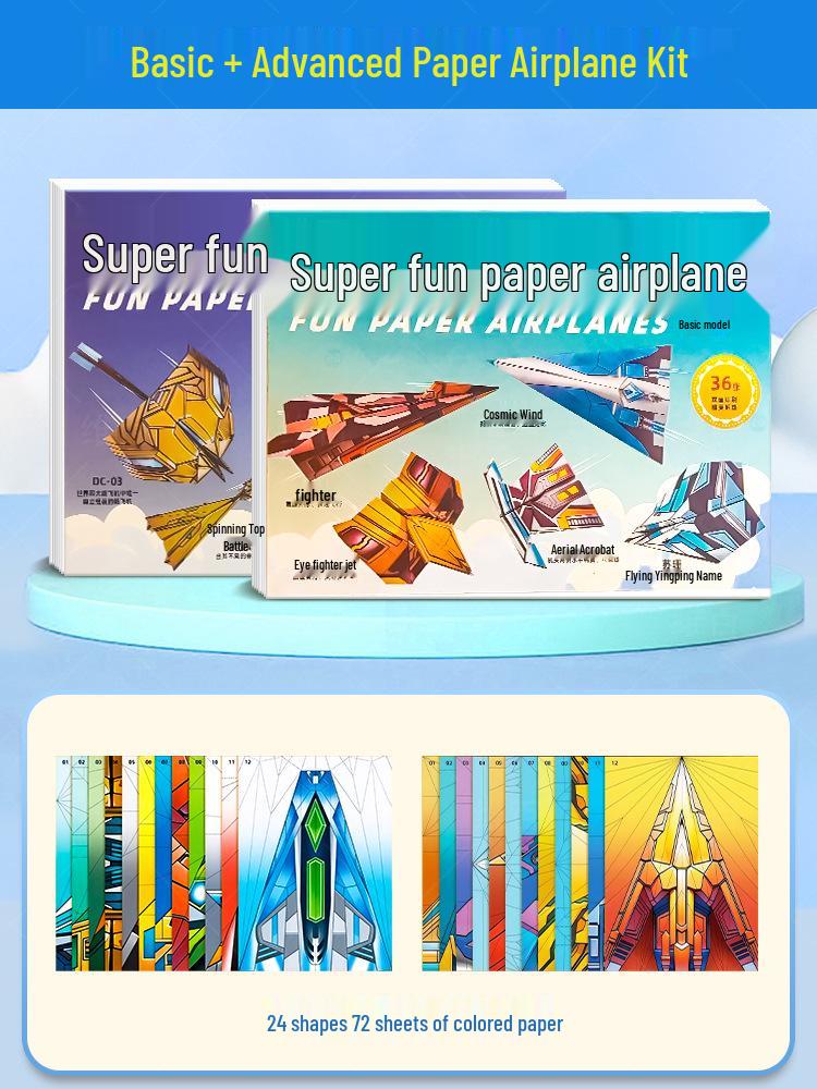 3D Colored Paper Airplane Folding Kit for Kids - Educational Toy for Creativity and Thinking Development