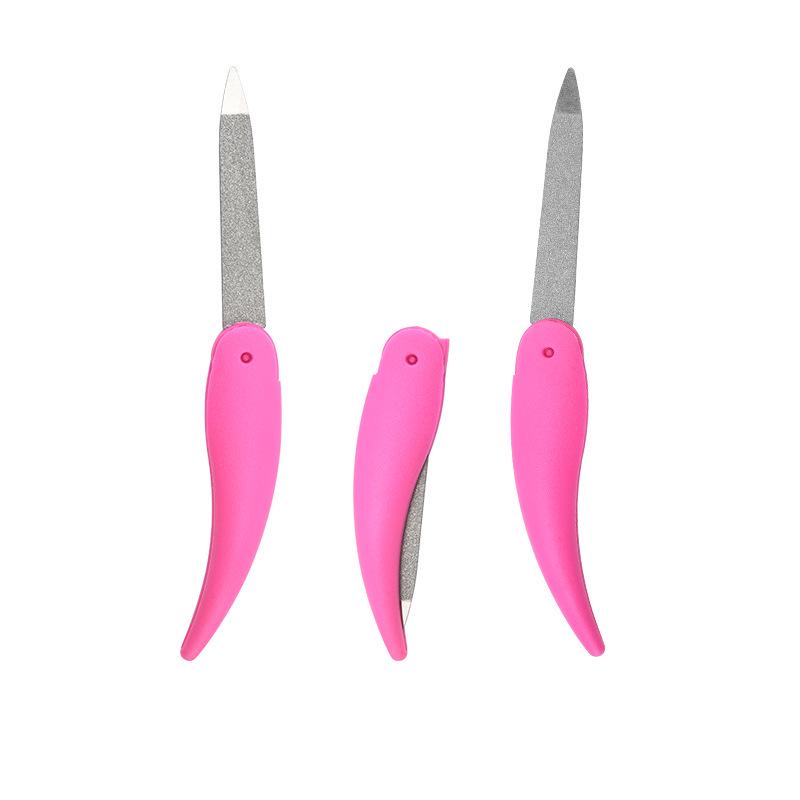 Stainless Steel Folding Nail File & Plastic Polishing Buffer