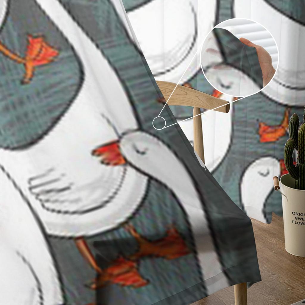 White Gooses Free Run On Sunny Sheer Curtains for Living Room Transparent Tulle Window Curtain Bedroom Kitchen Decor Veil Drapes