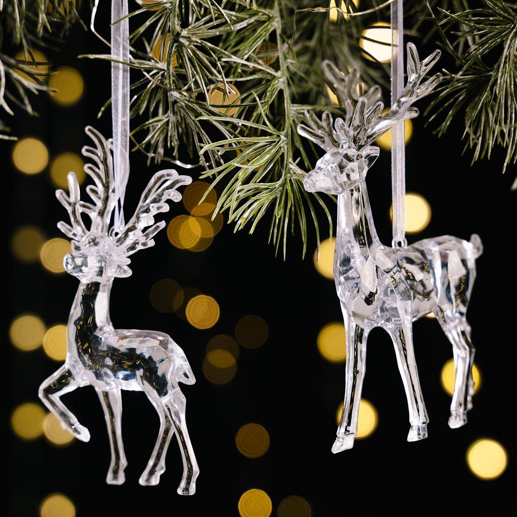 Haobei Acrylic Elk Pendant Christmas Ornament for Tree Decoration