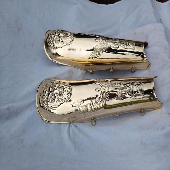 Roman Brass Greaves with Embossing Work LARP Reenactment Gift