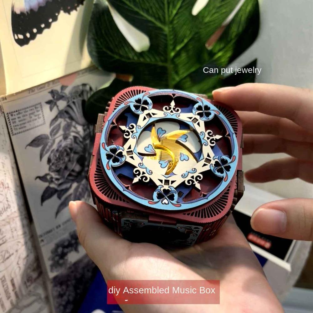 Modellkészlet Zenedoboz Fa Rejtvények Kézzel Összeszerelhető Gyűrűs Doboz Gyerek Játék 3D Rejtvény Zenedoboz Tinédzser