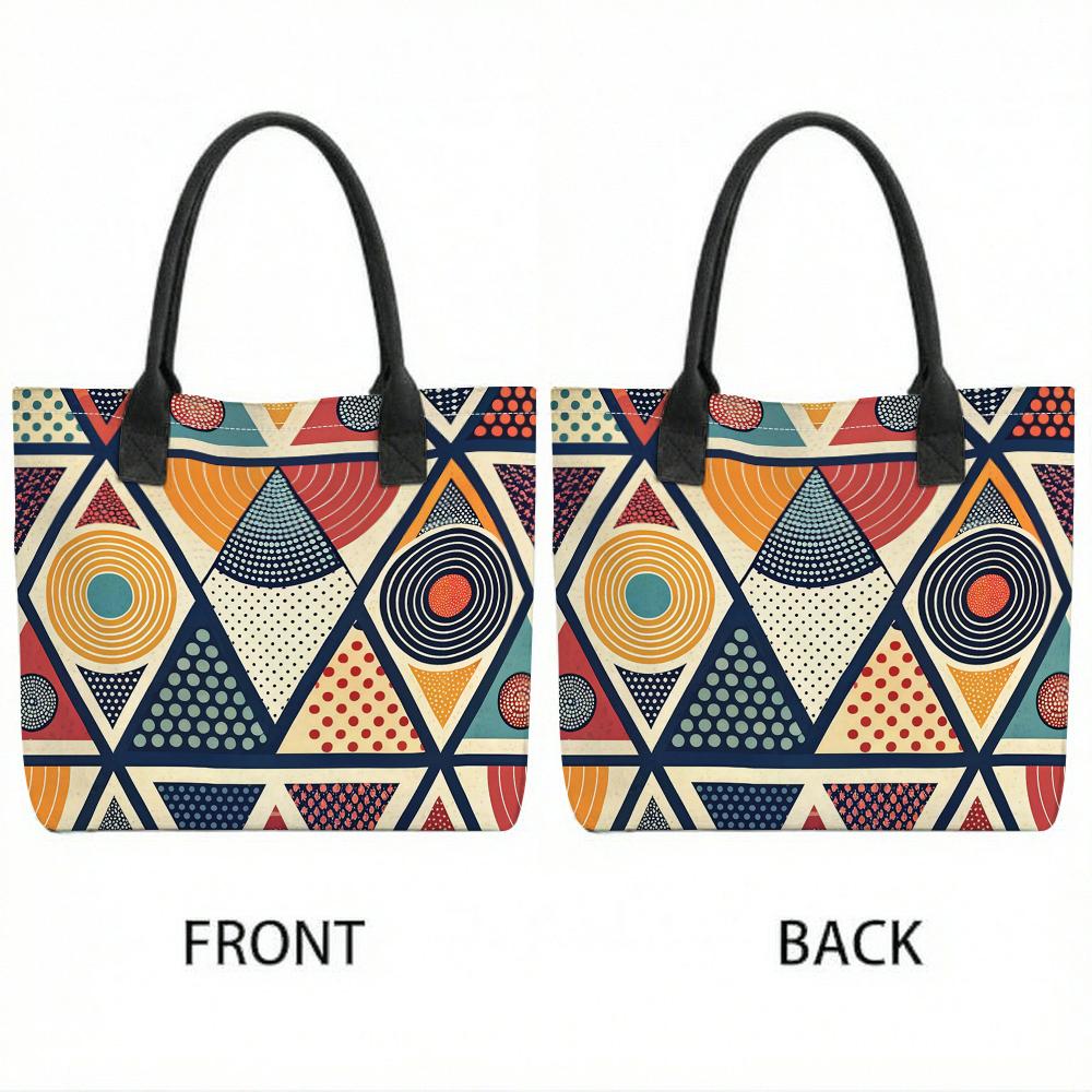  Bohemian Geometric Printed Tote Bag Casual Large Capacity Ladies Daily Shoulder Handbag
