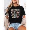 Small Language Spanish Alphabet Print Spring and Summer Casual T-Shirt Round Neck Short-Sleeved Sports T-Shirt Women'S Top