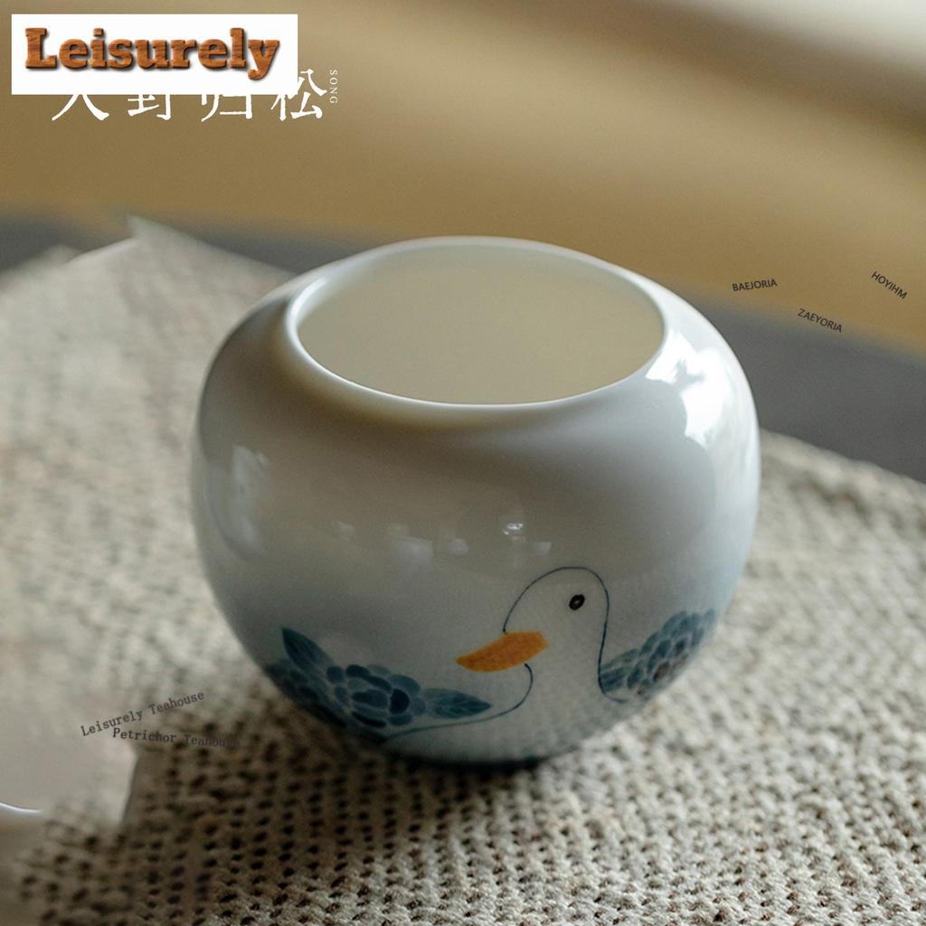 Hand-painted Lucky Duck Jianshui Tea Wash Writing-brush Washer Water Washing Slag Tank Household Chaxi Cafes Accessories Craft