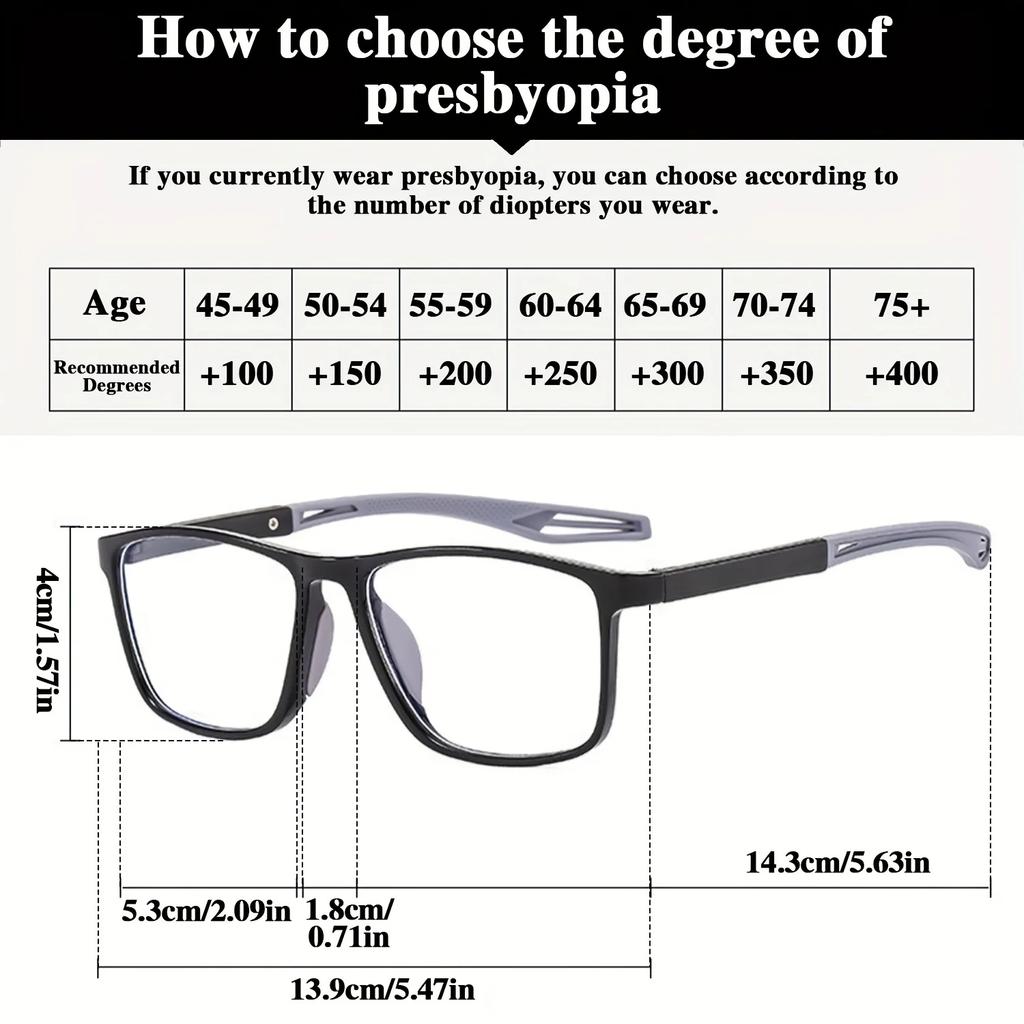 8pcs Sports Presbyopia Glasses Anti Slip Mirror Leg Design Universal Reading Glasses Suitable for Middle-aged Men and Women