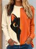 Kadın İlkbahar ve Sonbahar Pamuklu Moda Günlük Bol 3D Desenli Yuvarlak Yaka Uzun Kollu Tişört Üst Noel Tişörtü