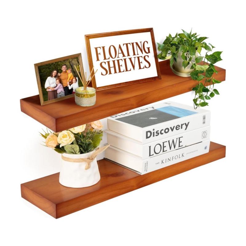 Solid Wood Wall-Mounted Shelf for Living Room