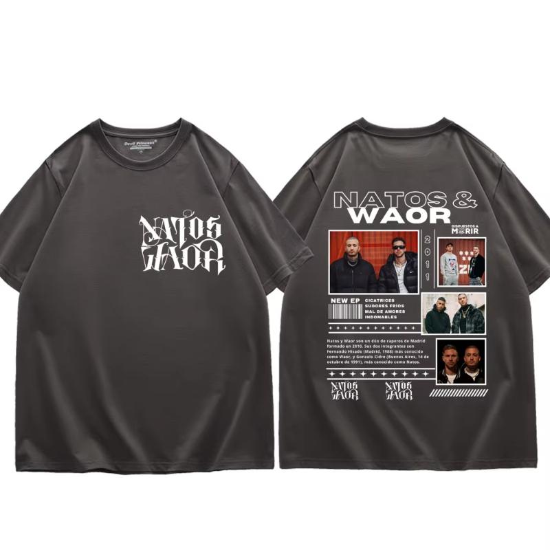 Rapper NATOS WAOR Tour 2025 Merch Tshirt Unisexs Womens Fashion Hip Hop Vintage T Shirts Summer Cotton Oversized Tshirts