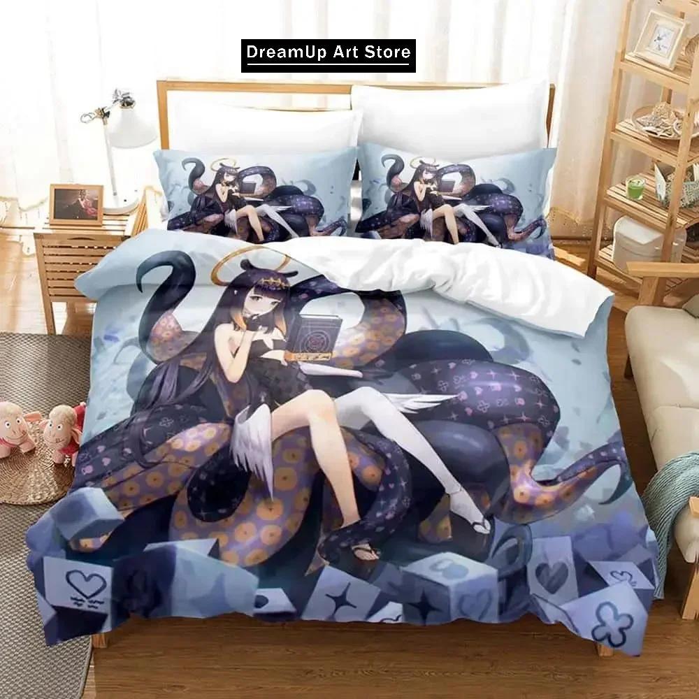 3D Print Fashion Anime Ninomae Ina'nis-in Bedding Set Boys Girls Twin Queen Full Size Duvet Cover Pillowcase Bed Adult Bedroom