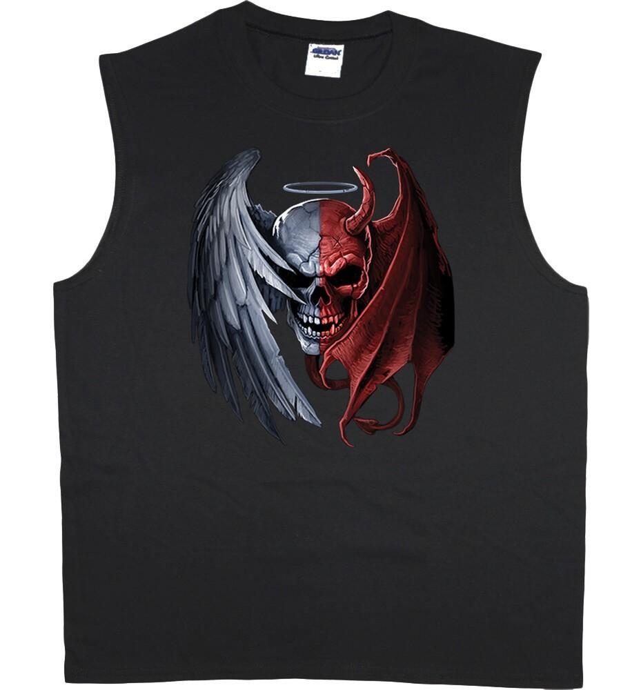 Мужская майка без рукавов Мускулистая футболка Графический принт Дьявол Ангел Череп Одежда Унисекс Футболка XL