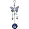 Ornament Glass Decoration Rear View Mirror Car Pendant Horseshoe with Elephant Evil Eye Navy Blue Hanging Ornament
