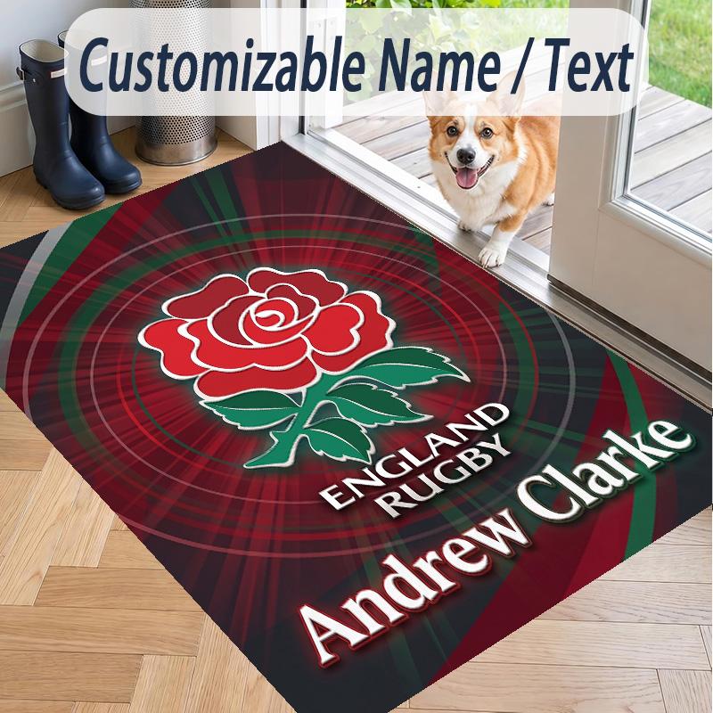 Custom Text Printed Rug England Rugby Non Slip Floor Carpet For Home Room Decor