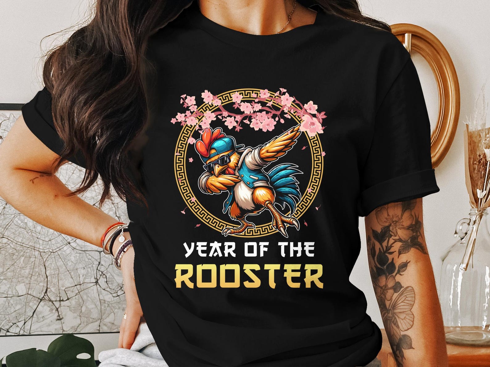 Rooster T Shirt Chinese New Year Lunar New Year Zodiac T Shirt Dab Rooster Tee Fun Rooster Shirt Celebrate Lunar Year S