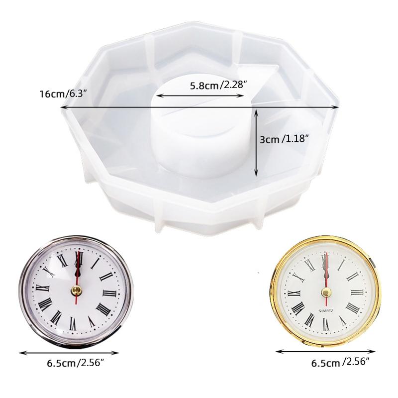 Hexagonal Shape Clock Mold with Clock Silicone Casting Epoxy Resin Mold for Handmade DIY Crafts Making Home Decorations