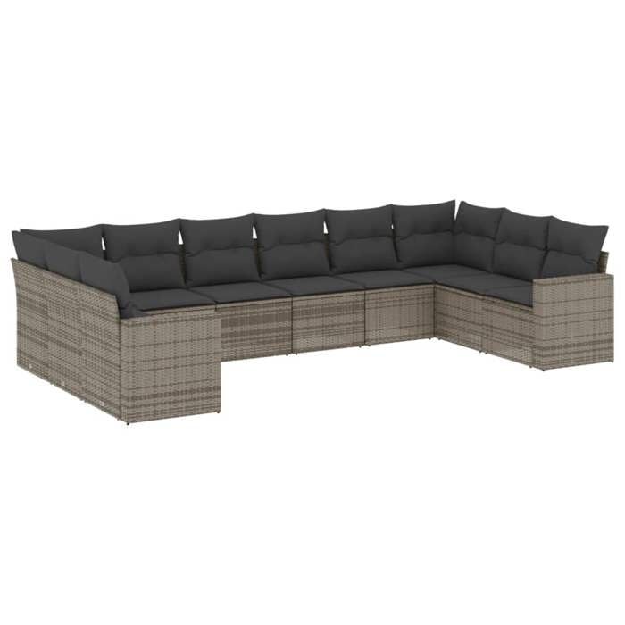 VidaXL Salon de Jardin avec Coussins 10 pcs, Canapés de Terrasse, Ensemble de Meubles de Patio, Mobilier d'Extérieur, Gris 3251807